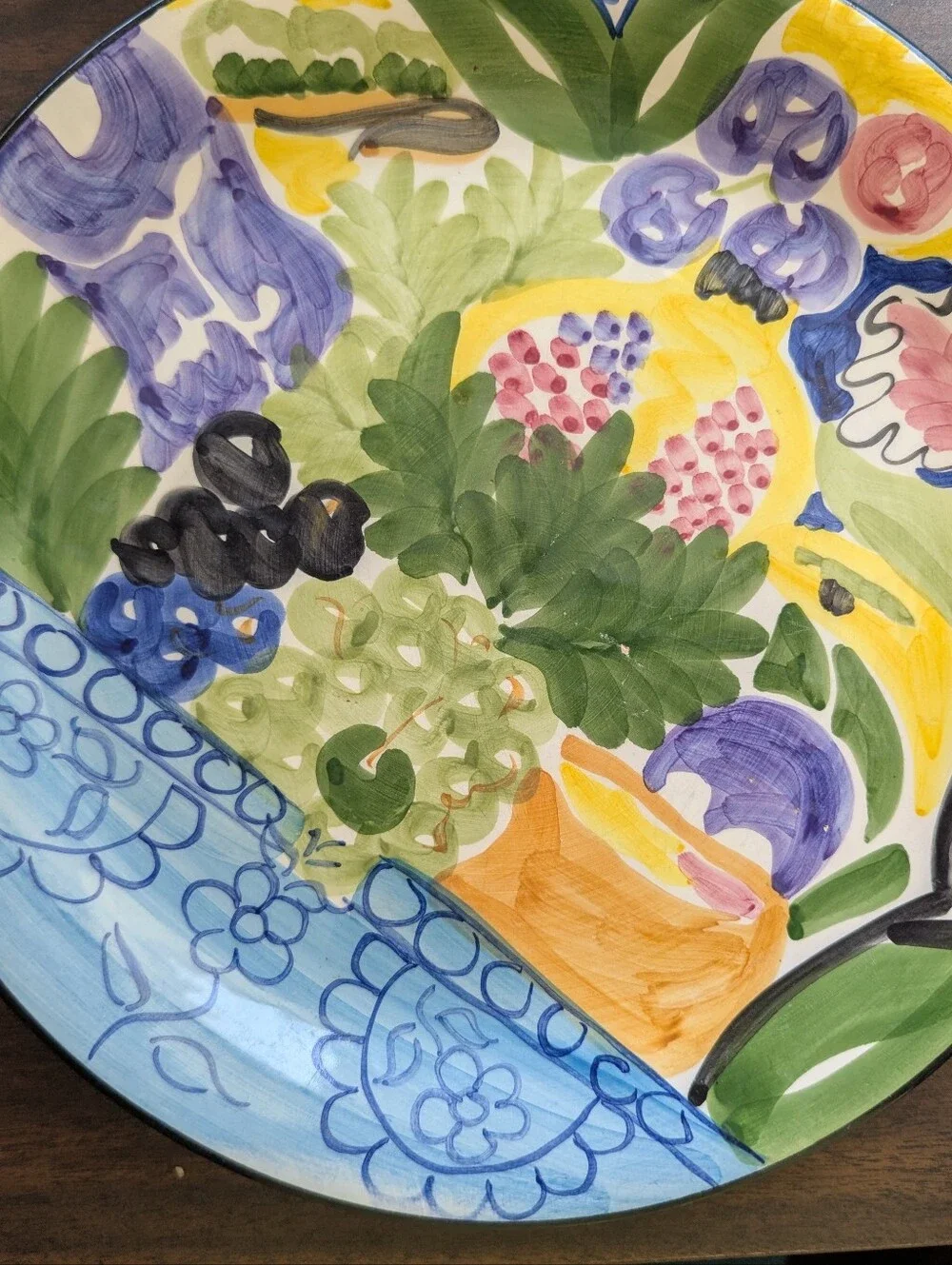 Favanol Martinique Hand Painted Dinner Plates, Set Of 7
